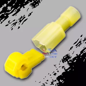 200pc Yellow T-Tap Male Insulated Wire Terminal Quick Disconnect Connector Combo - Picture 1 of 2