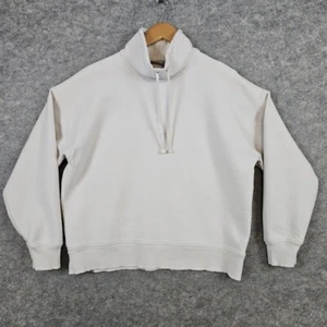 Vince Damen Beige Mock Neck Pullover Gr. M Sweatshirt Baumwollmischung KORDELZUG - Bild 1 von 11