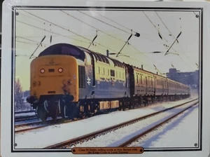 Letrero de metal para locomotora británica de 8"" x 6"" Deltic a velocidad - Imagen 1 de 1