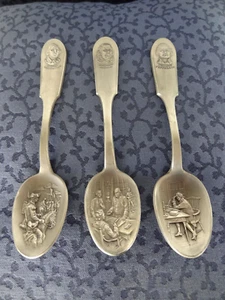 THOMAS JEFFERSON - GEORGE- WASHINGTON- BENJAMIN FRANKLIN Heavy Pewter Spoons. - Picture 1 of 11