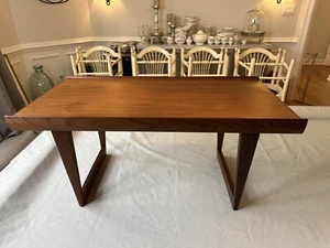 Peter Løvig Nielsen Mid Century Modern Teak Coffee Table with Sled Legs - Picture 1 of 7