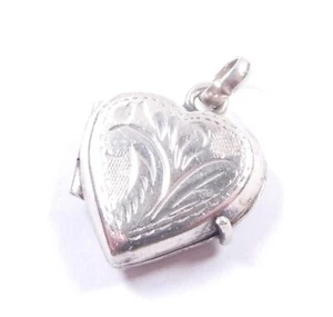 Medallón colgante Love Heart diseño perseguido doble cara plata de ley 925 2,5 g - Imagen 1 de 8