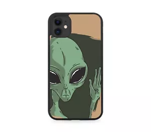 Stylish Waving Alien Face Rubber Phone Case Aliens Green Space Hand Hands i943 - Picture 1 of 2