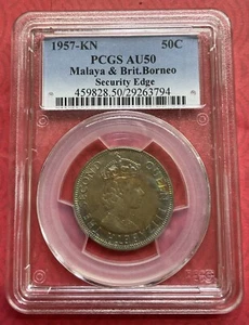 Malaya QEII 50 Cents 1957KN PCGS AU 50 - Picture 1 of 2