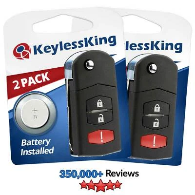 2 Keyless Entry Remote Car Flip Key Fob for Mazda MPV MX-5 Miata OUCG8D-335A-A Foto 1 de 4