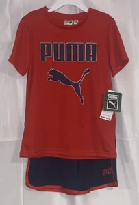 Puma Boys Shorts Shirt Set Outfit High Risk Red Black 2 Pc Size 5 NWT - Picture 1 of 2