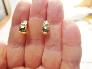 10K REAL YELLOW GOLD DESIGNS HIGH POLISH TEARDROP STYLE HUGGIE FANCY EARRINGS - Picture 1 of 8