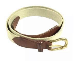 COACH Leather and Canvas Fabric Waist Belt Size 38" Womens Brown Cream w Buckle