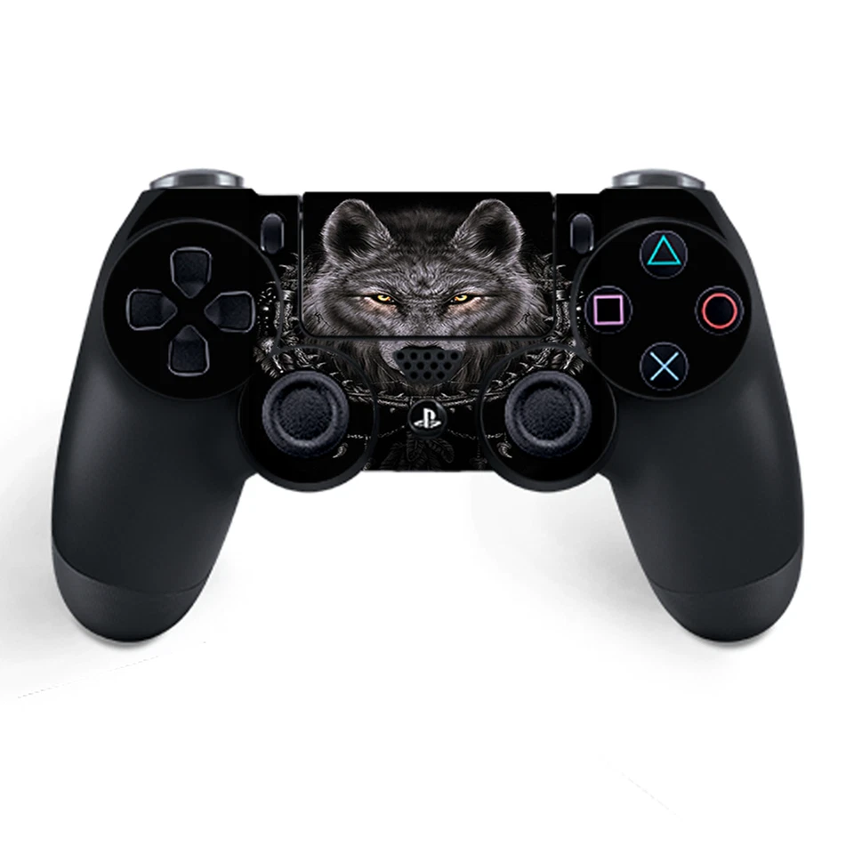 Skins Decal Wrap for PS4 / PS4 Pro Controller - Wolf dreamcatcher back white - Image 1 of 3