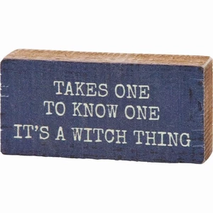 PBK It's A Witch Thing Halloween Wood Block Sign 4" x 2" NEW - Picture 1 of 3
