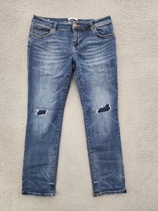 Cabi Jeans Womens 10 Blue Slim Boyfriend Distressed Ripped Knees Stretch 5695 - Picture 1 of 12