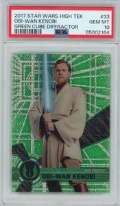 2017 Topps Star Wars High Tek Obi-Wan Kenobi Green Cube Diffractor 10/10 PSA 10 - Picture 1 of 2