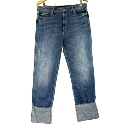 Pantalones de mezclilla para mujer Black Orchid 32 azul Hailee puños tobillo ajustados Tom Ford LA Beachy Foto 1 de 4