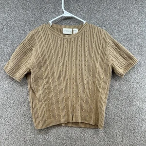 Liz Claiborne Women's Sweater Size Large Beige Short Sleeve Pullover - Picture 1 of 10