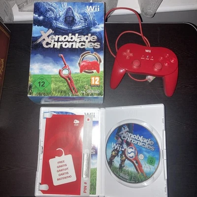 Xenoblade Chronicles Special Edition Nintendo Wii Classic Controller Pro Red cib - Image 1 of 2
