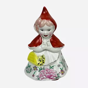 Stunning Vintage 50s Little Red Riding Hood Cookie Jar Hand Painted Cottagecore - Picture 1 of 11