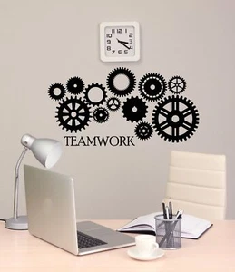 Vinyl Wall Decal Teamwork Logo Word Motivational Gears Office Stickers 4361ig - Picture 1 of 4