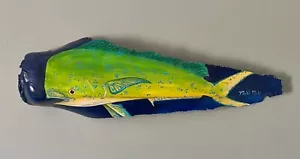 RARE Handpainted Mahi Mahi Made of the Leaf of the Nikau Palm. One Of A Kind. - Picture 1 of 2