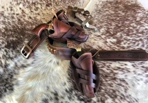 Gun Holster Belt Leather Revolver Pistol Tooled .22 .38/357 .44/45 Cal Western - Picture 1 of 3