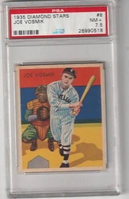 1935 Diamond Stars Joe Vosmik #8, (1935 Green Back), PSA NM+ 7.5 - Image 1 of 2