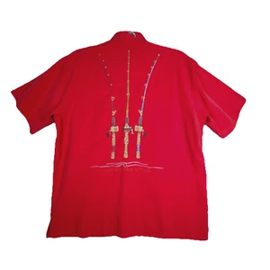 Bamboo Cay Shirt Mens Small Red Camp Cabana Fishing Casual Vacation Cruise Wear - Picture 1 of 13