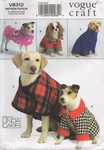 Vogue Sewing Pattern 8312 Dog Coats in 4 styles Collar Ruffles Size XS - XL NEW - Picture 1 of 13
