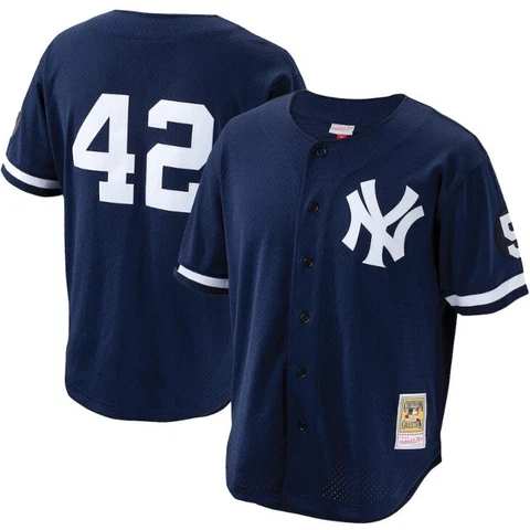 Authentic Mitchell & Ness NY Yankees #42 Baseball Jersey New Mens X-SMALL $130 Cover