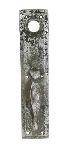 Antique Distressed 14 in. Nickel Over Brass Door Pull Cover