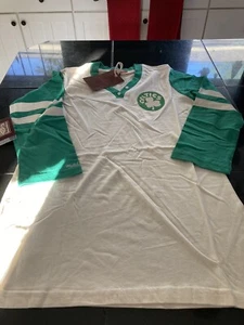 WOMENS MITCHELL & NESS BOSTON CELTICS SHOOT OUT RAGLAN SHIRT S SMALL CREAM NWT - Picture 1 of 4