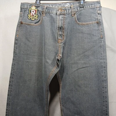 Pantalones de mezclilla negros grisáceos holgados de rugby de EE. UU. Skate Hip Hop para hombre 37x30 Foto 1 de 4