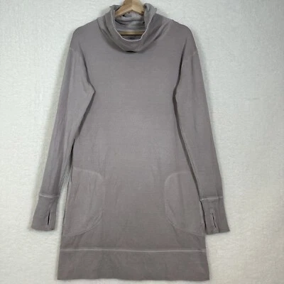 ATHLETA Mujer Eco Lavado Cuello Alto Suéter Sudadera Vestido Plateado Campana Talla XS Foto 1 de 4