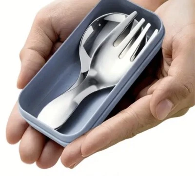 Mini Travel Camping Knife & Fork Stainless Steel Compact Cutlery Set UK Stock - Image 1 of 4