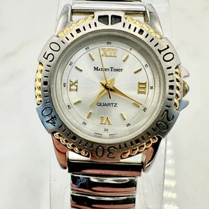 Mathey Tissot Womens Quartz Two-Tone 6.5" Stretch Band Watch - Has New Battery - Picture 1 of 12