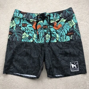 Pantalones Cortos Mambo Para Hombres Patrón Floral Negro Verde Talla W36 - Imagen 1 de 18
