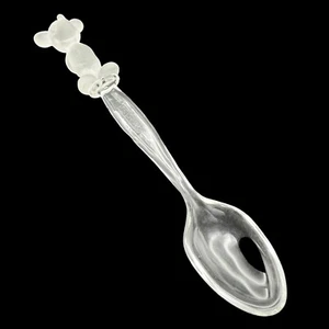 Disney Mickey Mouse Glass Miniature Spoon Frosted Mickey 4" Childs Dessert Vtg - Picture 1 of 8