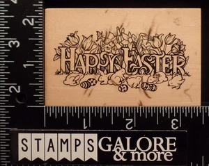 PSX SELLOS DE GOMA G-830 FELIZ PASCUA HUEVOS DE CONEJO TULIPANES NARCISOS FLORES #2144 - Imagen 1 de 3