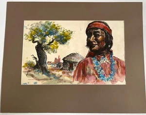 Vintage Watercolor Painting “Arizona Navajo Chieftain” by Bill Rakocy - Picture 1 of 4