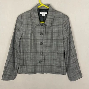 Pendleton Petite Damen Schurwolle Kragen Blazer Größe 6 P kariert grau - Bild 1 von 17