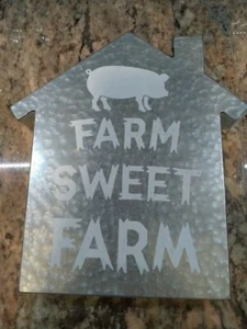 Dolgencorp Home Decor Free Standing/Hanging Sign FARM SWEET FARM Metal PIG New - Picture 1 of 1
