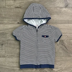 Janie and Jack Coastal Swim Navy and White Stripe Terry Hoodie Size 5T READ - Picture 1 of 7