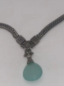 Anatoli 925 Wheat Chain Choker With Chrysoprase RARE - Picture 1 of 9