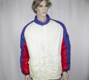 XL Vintage Kawasaki Jacket-Men's-Red White & Blue- Insulated jacket Item 492-7 - Picture 1 of 12