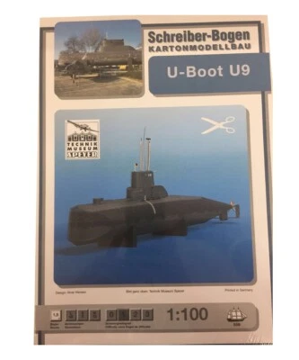 Schreiber-Bogen Kartonmodellbau U-Boot U9 | Papier Modellbau Bastelbogen - Bild 1 von 2