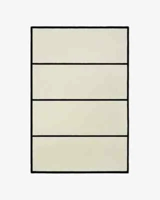 Dusty White/Black Tufted Wool Rug Modern Design Area Handmade Rug Living Room - Image 1 of 4