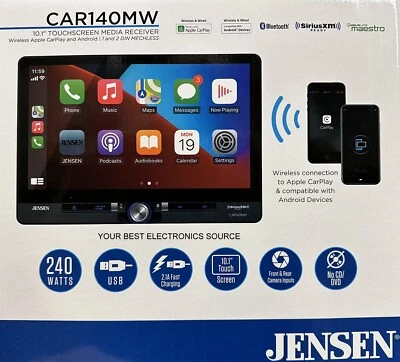 NEW Jensen CAR140MW 10" Digital Media Stereo 2DIN, Wireless CarPlay/Android Auto - Image 1 of 3