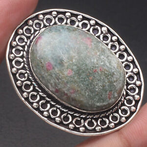 Ruby Fuchsite Silver Plated Antique Style Ring US 7 Gemstone Jewelry W19920