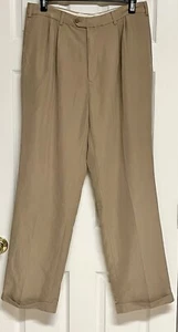 Geoffrey Beene Herren Plissee Bündchen Hose Gr. 38x34 Viskose Polyester hellbraun - Bild 1 von 9