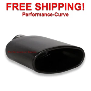 Black Powder Coated Exhaust Tip Rolled Oval Slant - 2.25" in - 6" x 2.5" - Picture 1 of 3