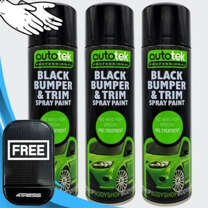 3 x 500ml AUTOTEK Car Black Faded Plastic Bumper & Trim Restore Spray Paint+G+M - Picture 1 of 13