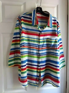 ANTILA FEMME dress BLOUSE top jacket Size 1X white & primary colors Crepe UNWORN - Picture 1 of 10